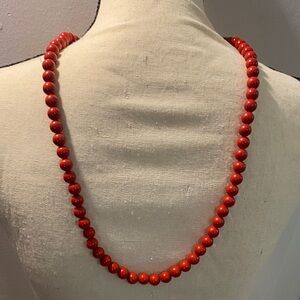 Vintage acrylic 30” Red Beaded Necklace